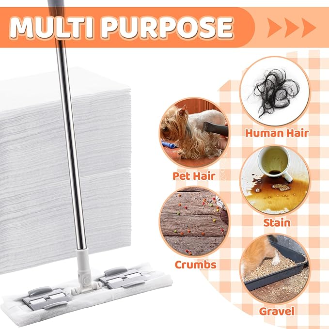 Maxcheck 200 Count Dry Sweeping Cloths X Large Refills 17'' x 9.8'' Dry Mop Refills XL Disposable Mop Pads Floor for Sweeping Cleaning Scrubbing Hardwood