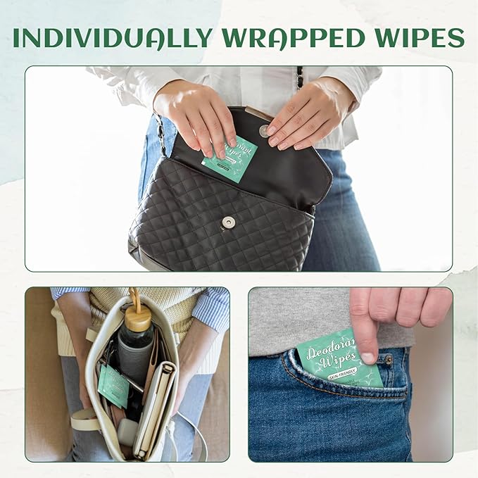 200Pcs Travel Deodorant Wipes, Travel Size Mini Bulk Deodorant Wipes Individually Wrapped Wipes Women, Body Wipes for Women Wet Flushable Armpit Wipes for Body Cleaning