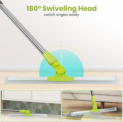 MAVRIZ Floor Squeegee Broom with 59" Long Handle, Shower Squeegee for Floor Cleaning, Silicone Broom with 180° Rotating Head