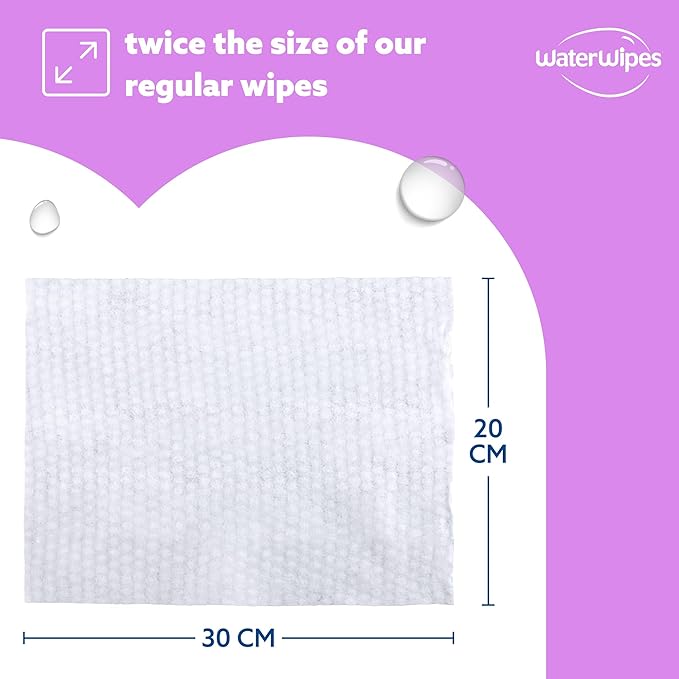 WaterWipes Adult Care Sensitive Body & Intimate Hygiene Wipes, 30 Wipes (1 Pack), Extra Large Textured, 99.9% Water-Based, For Everyday Personal Uses