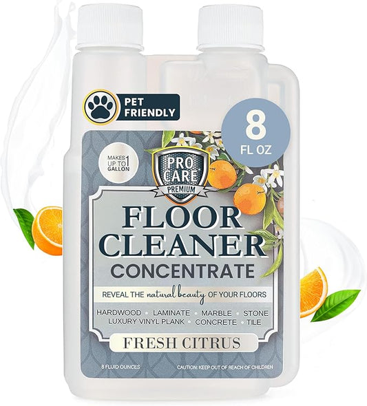 Citrus Floor Cleaner Concentrate (Made in USA) | Vinyl, Wood, Tile, Stone & Laminate Floor Cleaner For Mopping, Household Supplies, Cleaning Solution Concentrate For Kitchen & Bathroom - 8oz