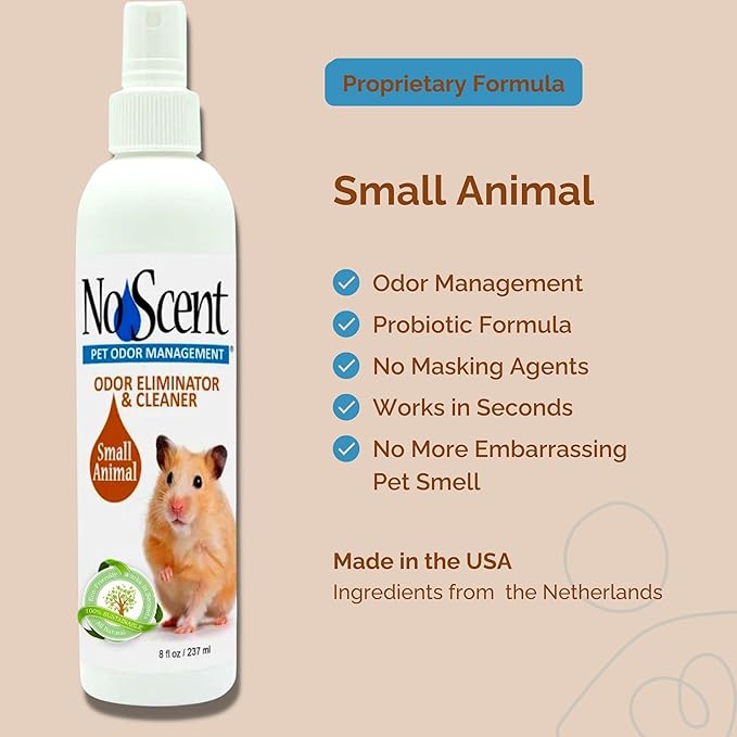 No Scent Small Animal Guinea Pig Cage Cleaner | Hamster & Rabbit Habitat Pet Odor Spray (8 Fl Oz / 237 mL)