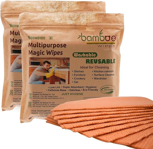 Cleaning Towel Pack 2 (24 Sheets)- Non Woven Viscose Blend Multipurpose Towelettes Reusable Washable - Home and Kitchen Wipe Dish Cloths Car Shelves Furniture & Wardrobe (15.75"x15.75")