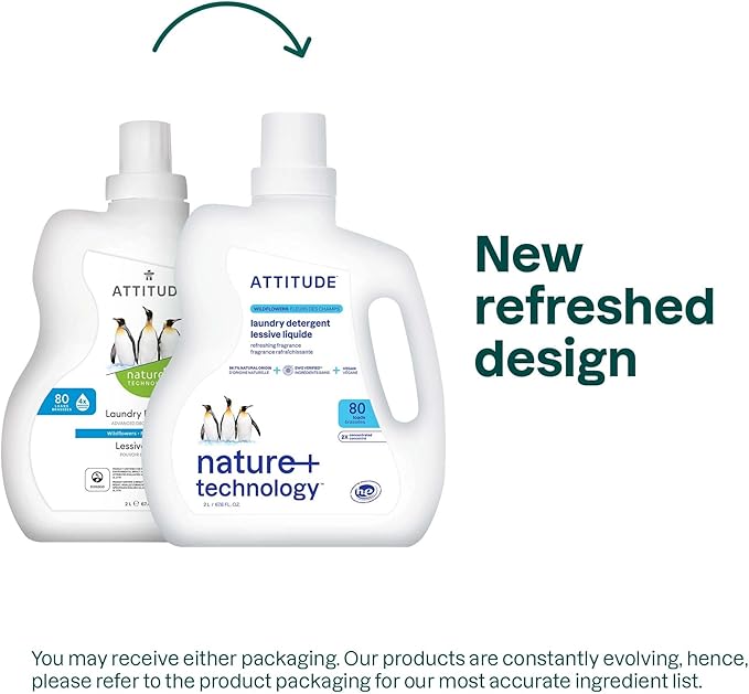 ATTITUDE Liquid Laundry Detergent, EWG Verified Laundry Soap, HE Compatible, Vegan and Plant Based Products, Cruelty-Free, Wildflowers, 80 Loads, 67.6 Fl Oz