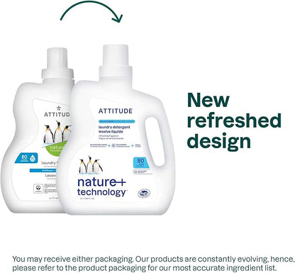 ATTITUDE Liquid Laundry Detergent, EWG Verified Laundry Soap, HE Compatible, Vegan and Plant Based Products, Cruelty-Free, Wildflowers, 80 Loads, 67.6 Fl Oz