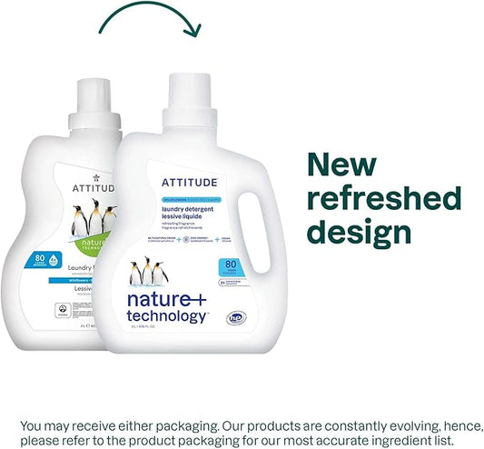 ATTITUDE Liquid Laundry Detergent, EWG Verified Laundry Soap, HE Compatible, Vegan and Plant Based Products, Cruelty-Free, Wildflowers, 80 Loads, 67.6 Fl Oz