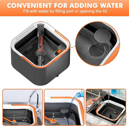 Upgraded Spin Mop and Bucket Set Self-Standing Rod Separate Dirty and Clean Water System Self Wringing 360° Rotating 90° Foldabl for Hard Floor Cabinet Windows Wall（Dark Gray, 6Pads