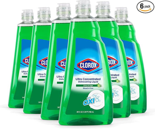 Clorox 409 Liquid Dish Soap - OXY Powered Dishwashing Liquid Cuts Through Tough Grease FAST | Bulk Dishwashing Liquid Soap in Citrus & Sage Scent, 26 Fl Oz (Pack of 6)