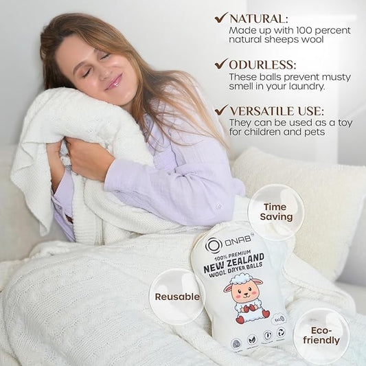 Wool Dryer Balls with 10ml Ocean Scented Essential Oil - 6 Pack XL New Zealand Wool Dryer Balls - Natural & Reusable Fabric Softener, Up to 1000 Loads Time, Reduce Wrinkles & Shorten Drying Time