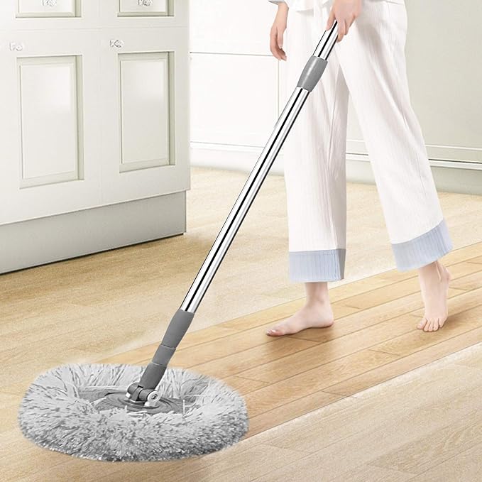 Dust Mop, Wall Cleaner Mop, with Hight Adjustable Handle and 1 Washable Mops Pad, Wet & Dry Floor Cleaning Mop for Hardwood, Tiles, Laminate, Vinyl (Grey mop with 3 pads)