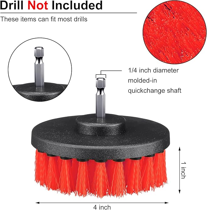 6 Pcs Drill Brush Attachment Power Scrubber Cleaning Kit Multi Purpose Drill Brush Set Drill Scrubber Brush Kit Cleaning Brushes for Drill Bathroom Surfaces Tub Grout Shower Kitchen (Multi Colors)