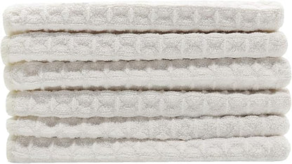 Microfiber Kitchen Cleaning Cloth Thick Dish Rags Waffle Weave Washcloths Dish Cloths Ultra Absorbent Odor Free 12inch X 12inch 6 Pack Beige