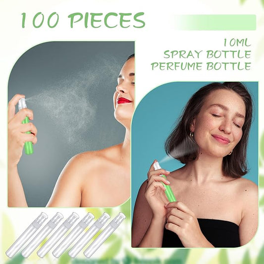 100 Pcs Mini Spray Bottle, 10ml Perfume Spray Bottles Plastic Refillable Mini Spray Bottles for Women, Travel Spray Bottle Fine Mist Atomizer for Perfume, Mini Perfume Refillable Bottle