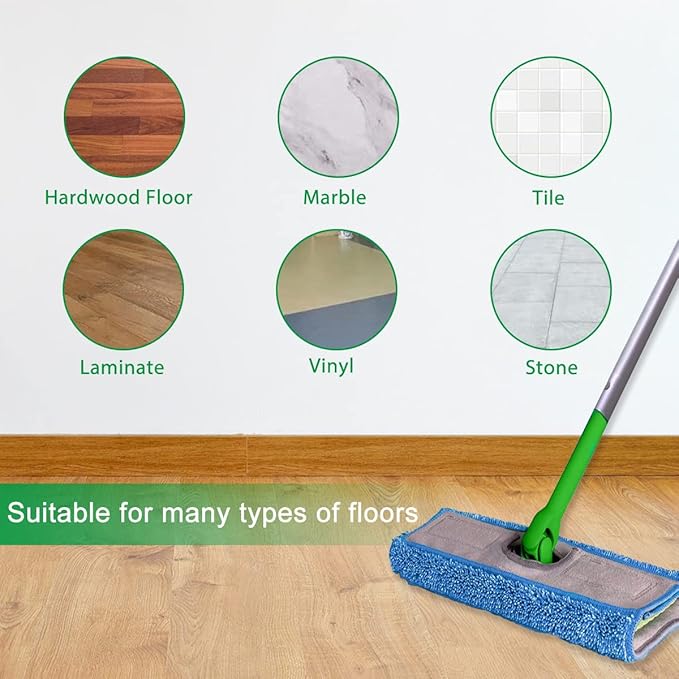 Diteje 3 Pack Washable Replacement Mop Pads Reusable Refill Compatible with Swiffer Sweeper,for All 9.8 to 10.3 Inch Flat Mops Wet Dry Use