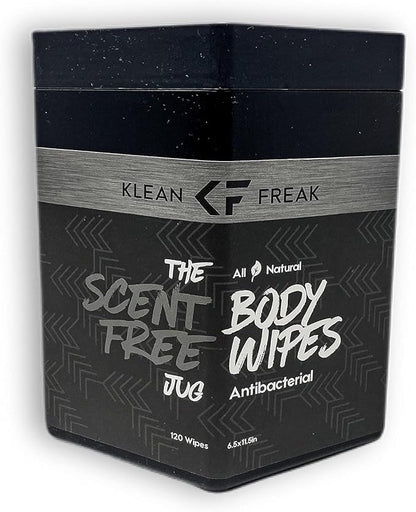 Body Wipes - for Face and Body, No Water, Wipe Away Sweat and Odor, Large Textured, Travel, Gym, Camping and More, 120 Cnt Jug (Scent-Free Jug)