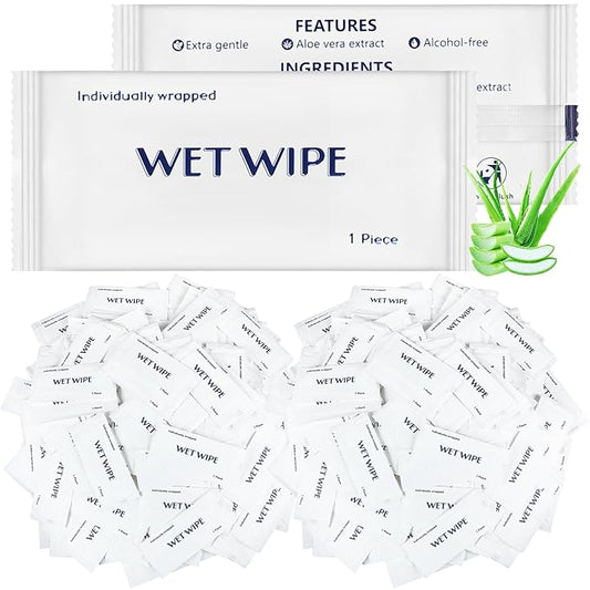 Timgle 300 Pack Individually Wrapped Wet Wipes Bulk Travel Size Unscented Hand Wipes Packets, Wet Napkins Clean Hands Quickly for Travel Homeless Restaurant Barbecue Wedding(White)