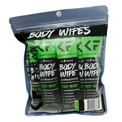 Body 12-Count Wipes - Original Disposable Wipes, Individually Wrapped for the Gym, Workout, Hiking, Travel, and Sport (Tea-Tree)