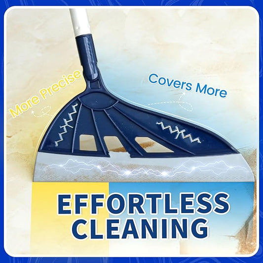 Magic Air Broom Household Silicone Broom for Floor Cleaning, Multifunctional Floor Squeegee with 60’’ Aluminum Adjustable Handle, Pet Hair for Glass, Fine Dust, Hair, Liquids (Blue)