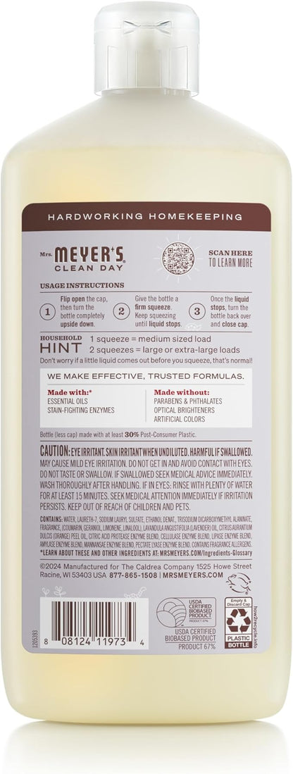 MRS. MEYER'S CLEAN DAY Ultra Concentrated Laundry Detergent, Lavender Scent, 24.3 fl oz