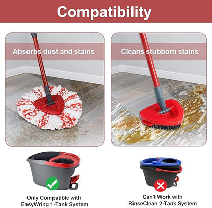 Spin Mop Replacement Head, Base, Mop Handle Replacement for OCedar EasyWring 1 Tank System, 2 Microfiber Refills, 4-Section Sturdy Iron 30-58in Stick, 1 Head Cover and 1 Scrubber Mop Head