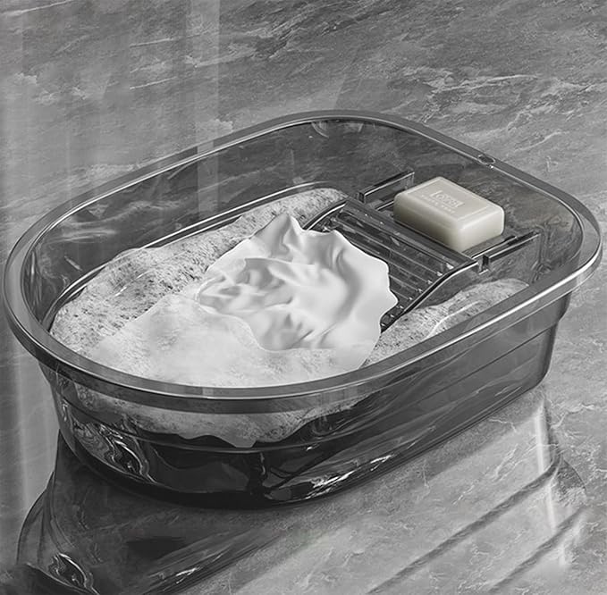 16 Inches outdoor sink lavadero para lavar ropa a mano Large PET washboard for hand washing clothes Laundry Laundry Washboard Can Wash Lace Fragile Clothes Trousers Towels Socks (Transparent Gray)