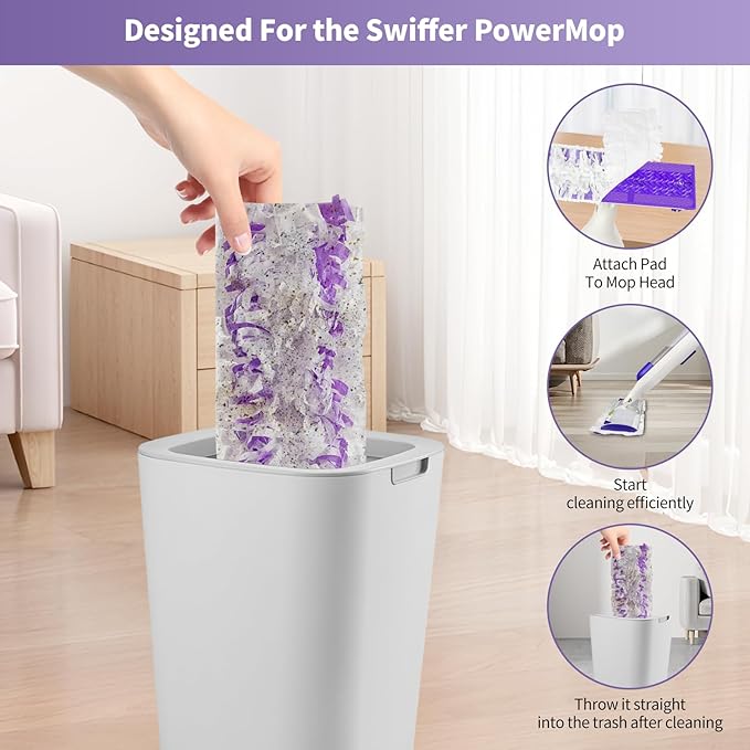 30 Pack Disposable Mopping Pads Refills for Swiffer PowerMop Multi-Surface & Wood Mops, Spray Clean Pads Replacement for Floor Cleaning（Purple Without Handle）