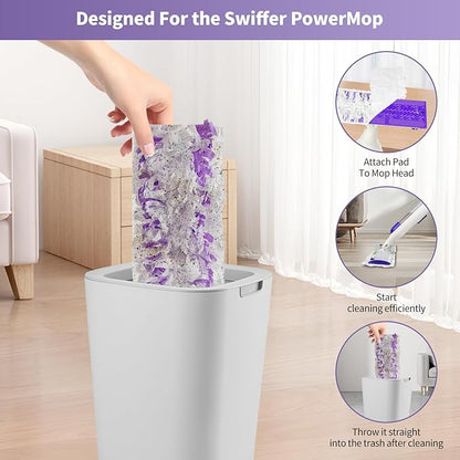 30 Pack Disposable Mopping Pads Refills for Swiffer PowerMop Multi-Surface & Wood Mops, Spray Clean Pads Replacement for Floor Cleaning（Purple Without Handle）