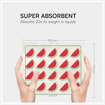 ZAINY 10 Swedish Dishcloths for Kitchen, Gifts for Mom and Mothers, Swedish Dish Cloths Reusable Paper Towels Washable, Cellulose Sponge Cloth & Cleaning Towel for Washing Dishes, Washcloths - Fruits