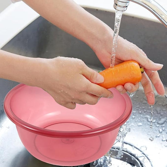 Round Plastic Wash Basin: 2pcs Stackable Camping Dishpan Vegetable Fruit Dish Tub Foot Soak Tub Laundry Hand Wash Bucket Dish Pans for Washing Storage Cleaning Supplies