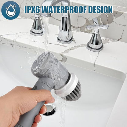 Electric Spin Scrubber - Shower Scrubber,Bathroom Scrubber Electric,for Cleaning Tub, Floor, Tile, Window, Sink, Kitchen Cleaning with 6 Electric Cleaning Brush Head (8)