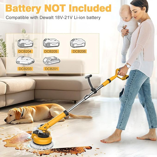 Cordless Electric Mop for Dewalt 20V Battery (NO Battery), 2 In 1 Electric Spin Mop & Floor Scrubber Machine with LED Light & Water Spray, 800 RPM Spray Electric Mop for Floor Cleaning, Hardwood,Tile