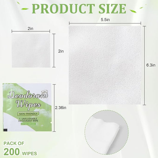 200Pcs Travel Deodorant Wipes, Travel Size Mini Deodorant Wipes Bulk for Homeless Individually Wrapped, Body Cleaning Supplies for Women Wet Armpit for Body Cleaning Cucumber