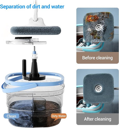 Spin Mop and Bucket with Separate Dirty and Clean Water for Floor Cleaning Spinning Mop