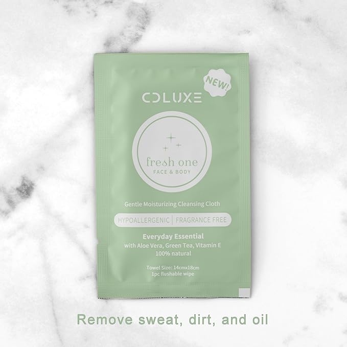 Fresh One (Body, Face, or Toliet) - Personal Cleansing | All Natural & Flushable, Sensitive Skin, Deodorizing, Hand Wipes, Moisturizing, Individually Wrapped on-the-go Singles