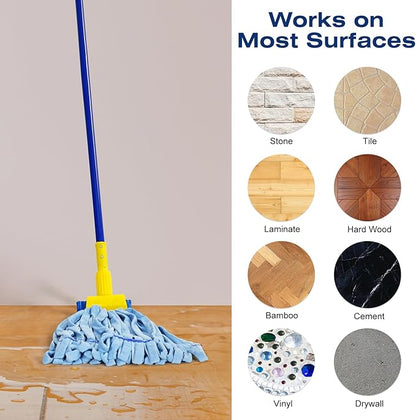 Matthew Microfiber Tube Mop(Meduim,Blue,12Pack) Heavy Duty Mop Head Replacement,Excellent Absorbency,Premium launderability,Reusable,Loop end for Home,Commercial&Industrial Use