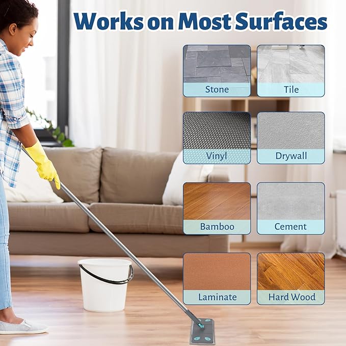 3-in-1 Detachable Broom and Mop Set Combo for House Cleaning, Collapsible Broom and Mop for RV Camping, Home, Dorm, Extension Pole, Window Squeegee, Grey