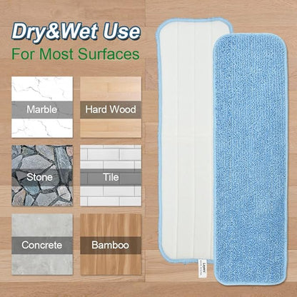 Layers 6 Pack 18inch Microfiber Replacement Mop Pads- Reusable Mop Refills fit for Most 16"-18" Spray Velcro Mop, Washable Mop Pads for Floor Cleaning
