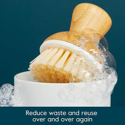 Grove Co. Bubble-Up Dish Brush, 2-Pack, Ergonomically Designed Dish Scrubber, Replacement Dish Scrub Brush, Removes Tough Messes, Gentle on Dishes, Sustainable Solution to The World's Waste