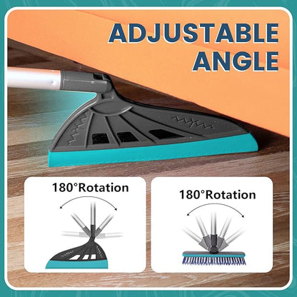 Magic Air Broom Household Silicone Broom for Floor Cleaning, Multifunctional Floor Squeegee with 60’’ Aluminum Adjustable Handle, Pet Hair for Glass, Fine Dust, Hair, Liquids (Gray)