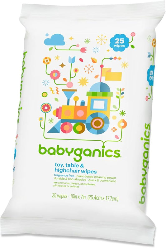 Babyganics Toy and Table Wipes, 25 ct, Quick & Convenient