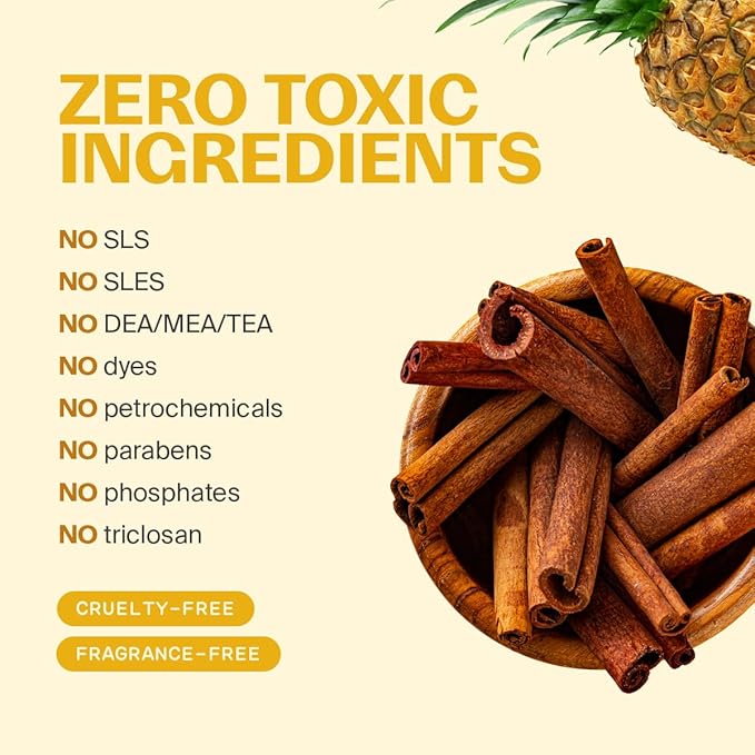 Fuwa3e Pineapple Enzyme Natural Dish Soap Earthy Cinnamon Scent - 16.9oz 1 Pack - 99% Plant Based Dish Liquid - Hypoallergenic Dish Soap from Discarded Pineapple Peels