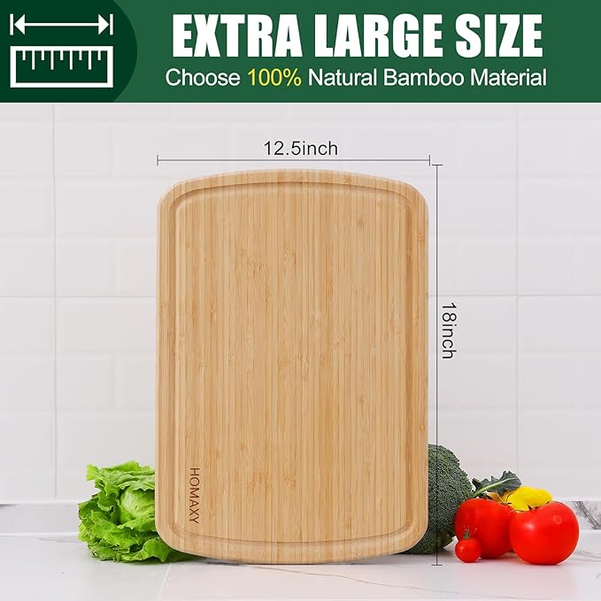 Homaxy 12 Pack Kitchen Dish Cloths, Reusable Fast Drying Microfiber Cleaning Cloth, Coral Velvet Wave Design Lint Free, and Extra Large Bamboo Cutting Board for Kitchen, 18x12.5 Wood XL Cutting Board