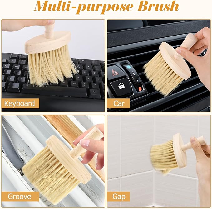 4pcs Wooden Window Groove Cleaning Brushs Soft Bristles Wood Handle Dust Brush Crevice Tool Brush for Keyboard Car Corners Gaps Home Removal Dust