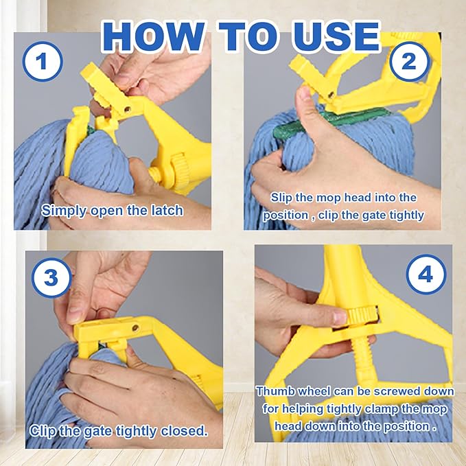 3Packs Mop Head Replacement Heavy Duty Commercial Mop Head Replacement, Reusable Mop Head Refills-Replacement Mop Heads Mop Head Replacement for Home, Highly Absorbent,Industrial and Commercial Use