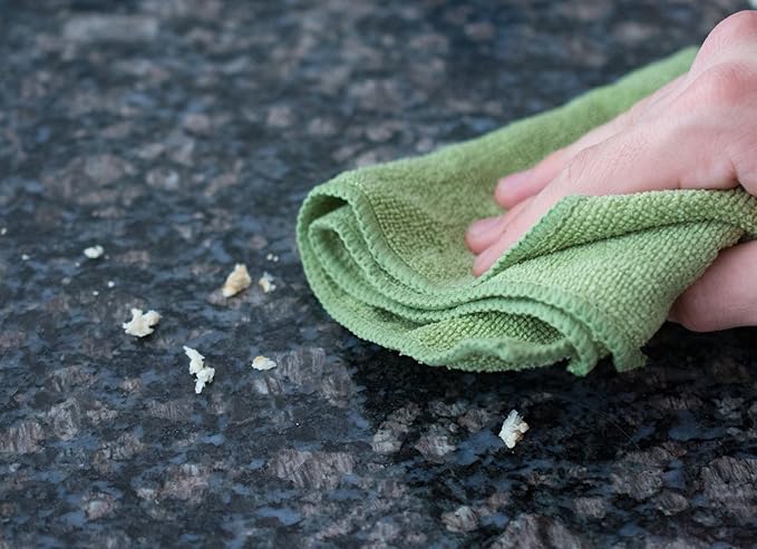 Greenery Collection Microfiber Cleaning Cloths, Attract Dust Like a Magnet, Green and Tan Duster Cloths, Pack of 20