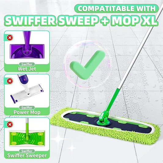 4 Pack Reusable X-Large Mop Pads Compatible with Swiffer Sweeper XL, Microfiber Chenille Washable Swiffer XL Mop Pads, Dry & Wet Sweeping Mopping Cloths XL