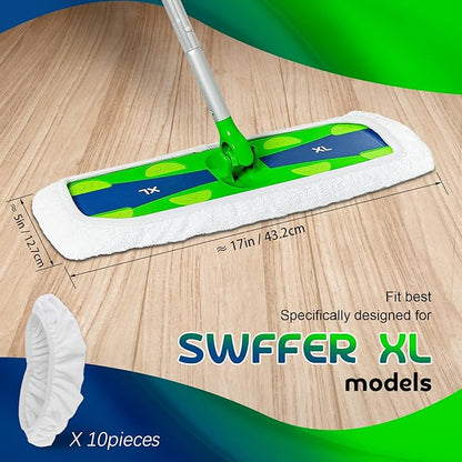 XL Wet Pads Refills for Swiffer XL Sweeper: Cotton Extra Large Reusable & Washable Microfiber Dry Sweeping Cloths Mop Pad Wet Mopping Cloth for Hardwood Floor Cleaning - 10 Pack
