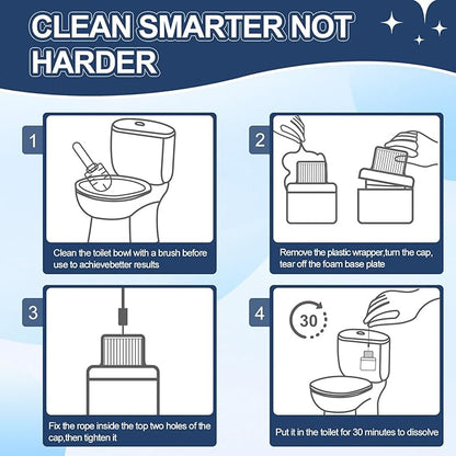 Toilet Bowl Cleaner, Automatic Long-Lasting Blue Toilet Cleaner Bottle, Septic Safe Toilet Bowl Tablets in Bottles, Powerfully Cleans and Prevent Stain Build Up, 6 Pack, 2300 Flushes Each