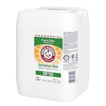 Arm & Hammer 33200-97550 Liquid Laundry Detergent Free & Clear, 640 oz., 5 Gallon Jug
