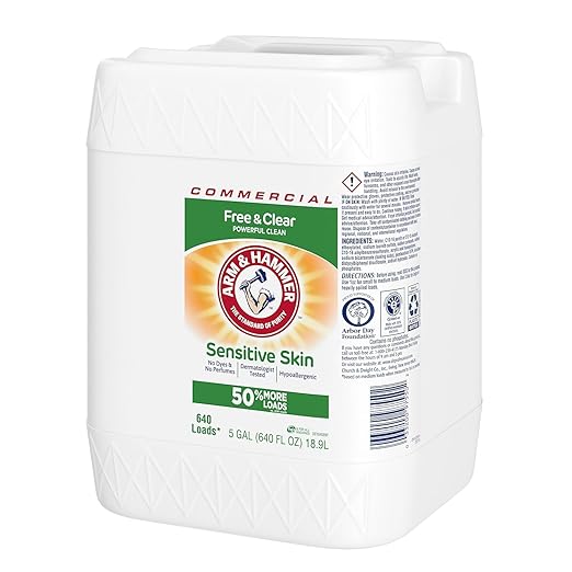 Arm & Hammer 33200-97550 Liquid Laundry Detergent Free & Clear, 640 oz., 5 Gallon Jug